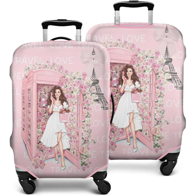 Travel Luggage Cover Suitcase Protector Fits 18-32 Inch Luggage Wheel Covers Patterned Travel Related Items Flower Luggage Protector Elastic Luggage Anti-scratch Suitcase Cover L