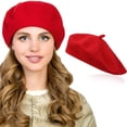 thumbnail image 3 of Unatoiry Solid Color Beret Hat Versatile Addition To Outfit Woman Bonnet Cap Hats For Women Winter Hats Caps Milk White, 3 of 6