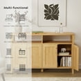 thumbnail image 6 of EYYTHUNG Farmhouse TV Stand with 4 Doors, 47" Buffet Sideboard Storage Cabinet with Open Shelf and Adjustable Shelf, Wood Boho Media TV Console Table Coffee Bar Cabinet, Natural Oak, 6 of 8