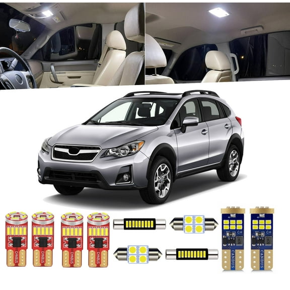 8 Piece Car Interior LED Lights Kit for Subaru XV Crosstrek 2013-2020 Interior Map Dome Light License Plate Light   Install Tool