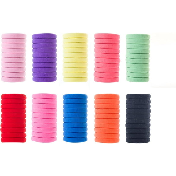 Elastic Hair Ties Seamless No Crease Ouchless Terry Ponytail Holders, Ponytailer, Set of 100 pcs