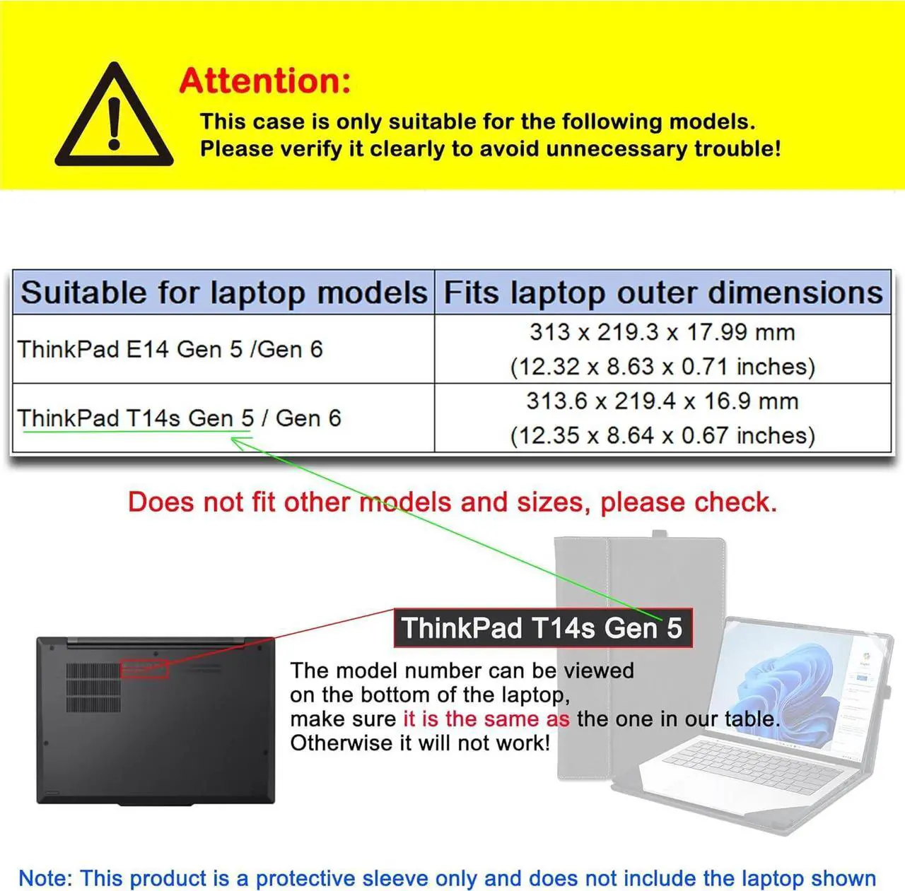 Laptop Case Cover for 14 inch Lenovo ThinkPad E14 Gen 5 Gen 6 / ThinkPad T14s Gen 5 Gen 6 [Not for Other Models], Notebook Sleeve PC Protective Cover