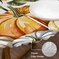 thumbnail image 3 of Orange Pumpkin Fall Round Tablecloth, Fitted Table Cover with Elastic for 55"-60" Round Tables, Thanksgiving Sunflower Autumn Botanical Table Cloth Outdoor Indoor Dinning Party Waterproof Tablecloths, 3 of 7
