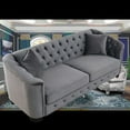 thumbnail image 3 of 77-Inch Velvet Chesterfield 3-Seater Sofa | Classic & Comfortable | Grey, 3 of 11