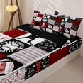 thumbnail image 3 of Erosebridal Sports Silhouette Pattern Zipper Twin Comforter Sets with Fitted Sheet and 2 Pillowcases,Chevron Texture Print Zipper Bedding Set,Burgundy Red Black White,Black Reversible, 3 of 6