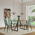 thumbnail image 3 of Set of 4 Dining Chairs, Upholstered Dining Accent Chairs with Black Metal Legs, Modern Dining Side Chair with High Backrest for Dining Room Living Room Kitchen Island, Light Green, 3 of 9