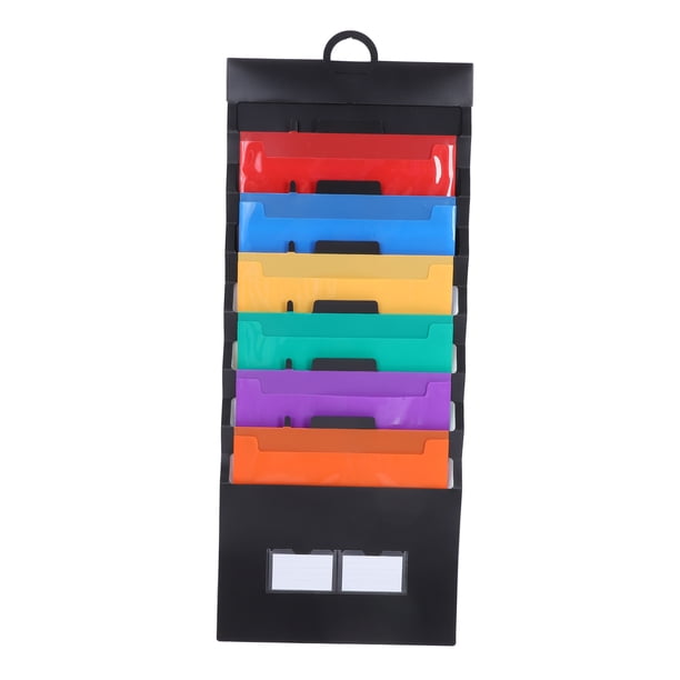 Organizador de archivos portátil tipo acordeón con 6 bolsillos, carpeta para colgar en la pared, para oficina, tamaño carta, carpeta de plástico expandible con múltiples bolsillos, color negro.