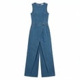 thumbnail image 6 of SZJXBUY Plus Size Denim Jumpsuits for Women Summer Casual Crewneck Wide Leg Sleeveless Jean Rompers Lightweight Loose Distressed One Piece Overalls Blue,S, 6 of 6