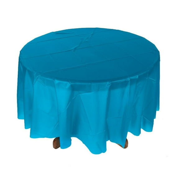 Turquoise Plastic Round Tablecover (82" - Party Supplies - 1 Piece