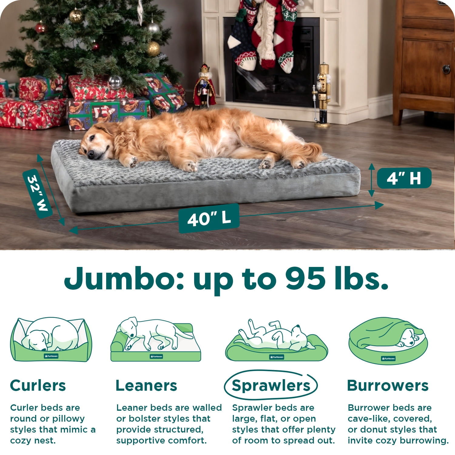 FurHaven Ultra Plush Orthopedic Deluxe Mattress Pet Bed for Dogs & Cats - Gray, Jumbo