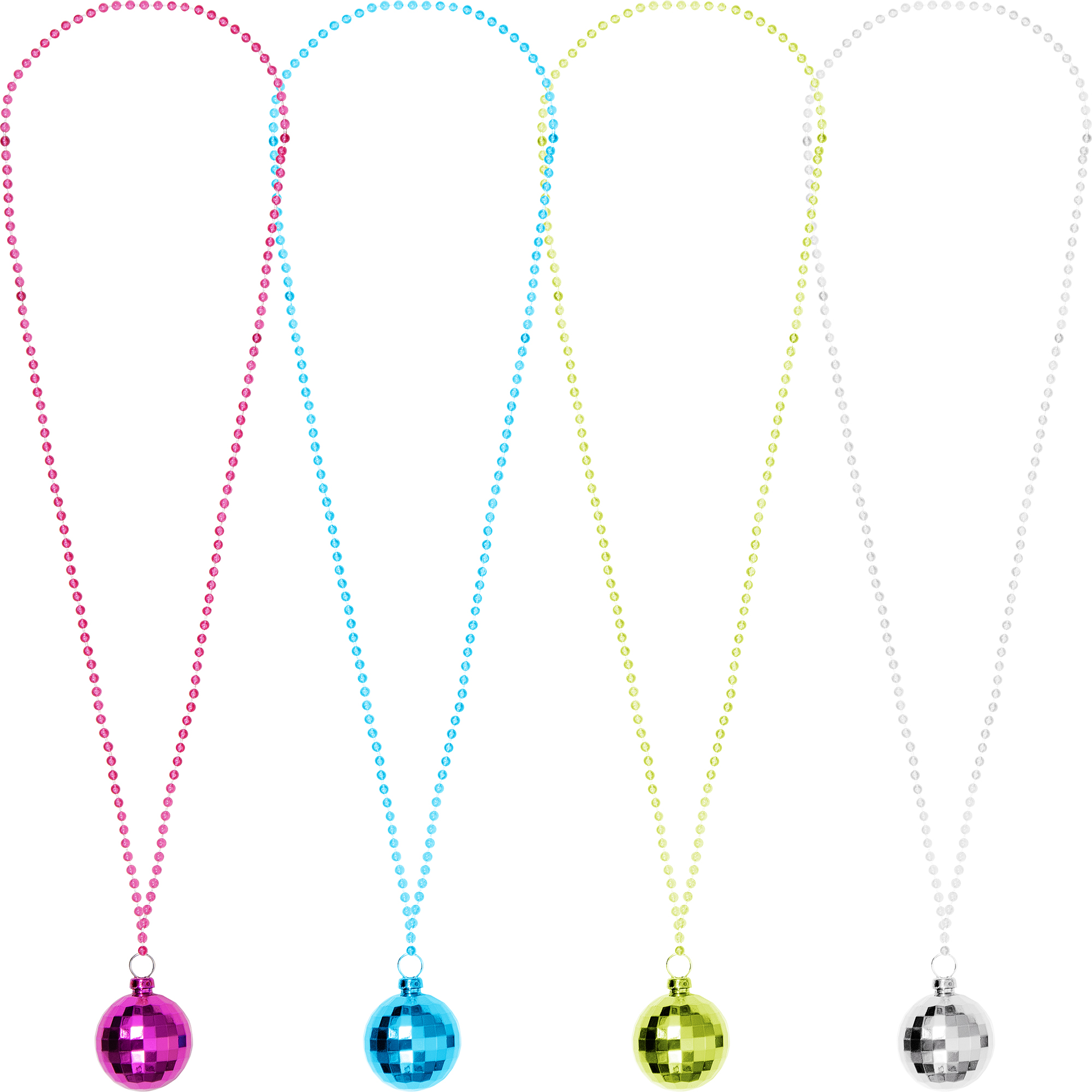 Multicolor Glow-in-the-Dark Disco Ball Necklace Party Favors, 4 Count, by Way To Celebrate