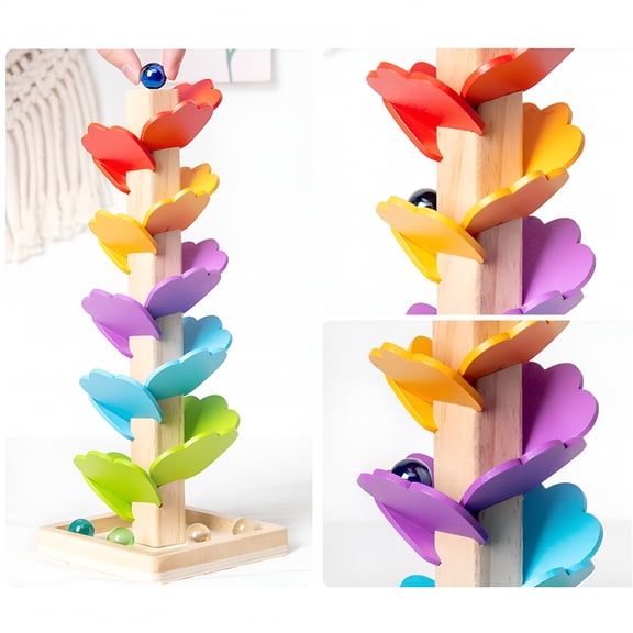 CYFW Toy Building Blocks Wooden Music Tree, Wooden Music Tree Toy for Kids, Marble Ball Run Track Game for Toddlers, Marble Tree Educational Toy for 4-8 Boys and Girls Birthday