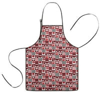 Red and Black Christmas Love Pattern Kids Aprons for Girls and Boys,Adjustable Neck Strap Toddler Aprons for Kids Cooking Baking