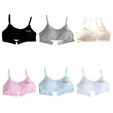 

6 Pack Big Girls Bra Comfort Flex Fit Seamless for Girl Teens with Adjustable Straps Pull-on Design Sports Training Bra