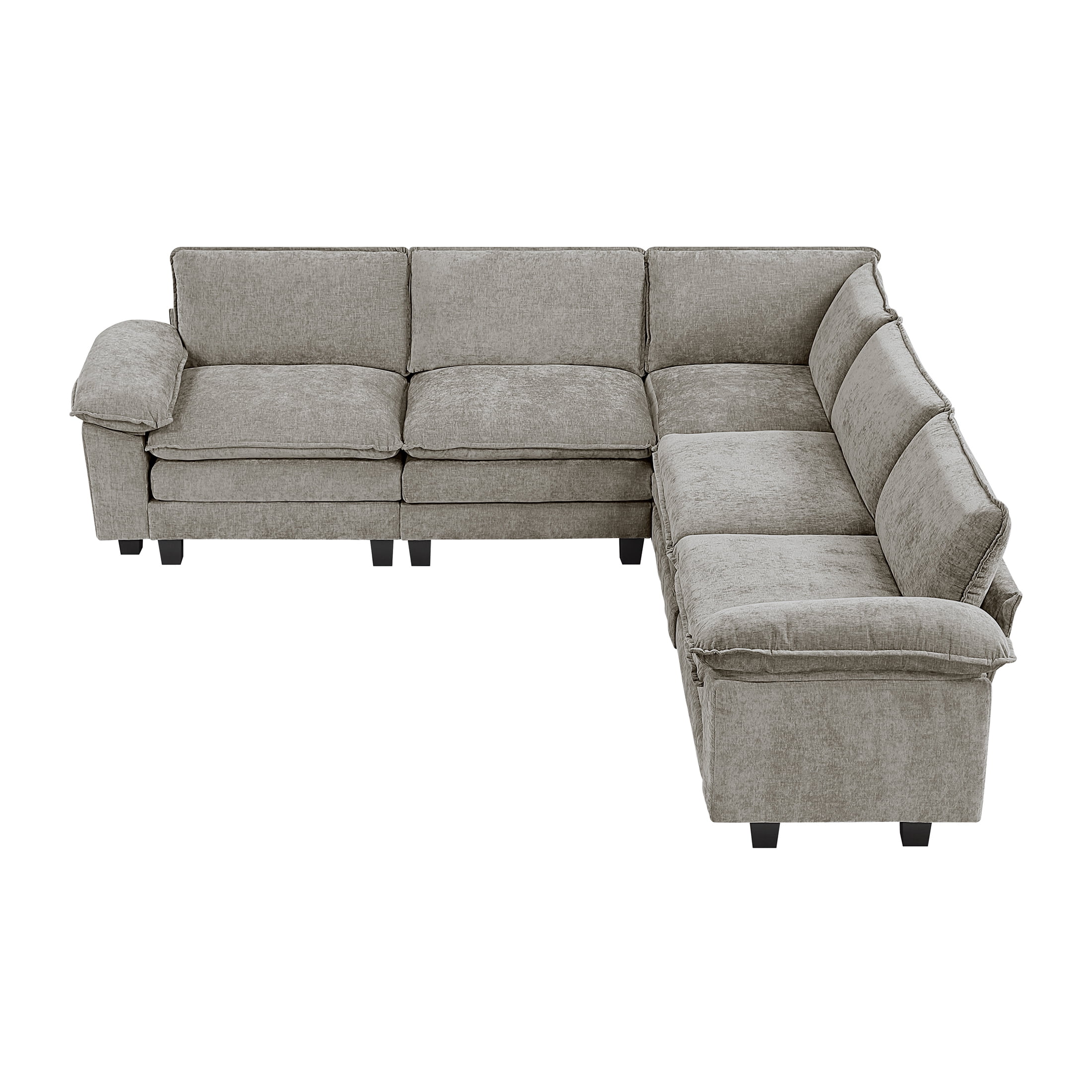 OakvillePark Corvan Chenille 5-Piece L-Shaped Modular Sectional, Dark Pewter