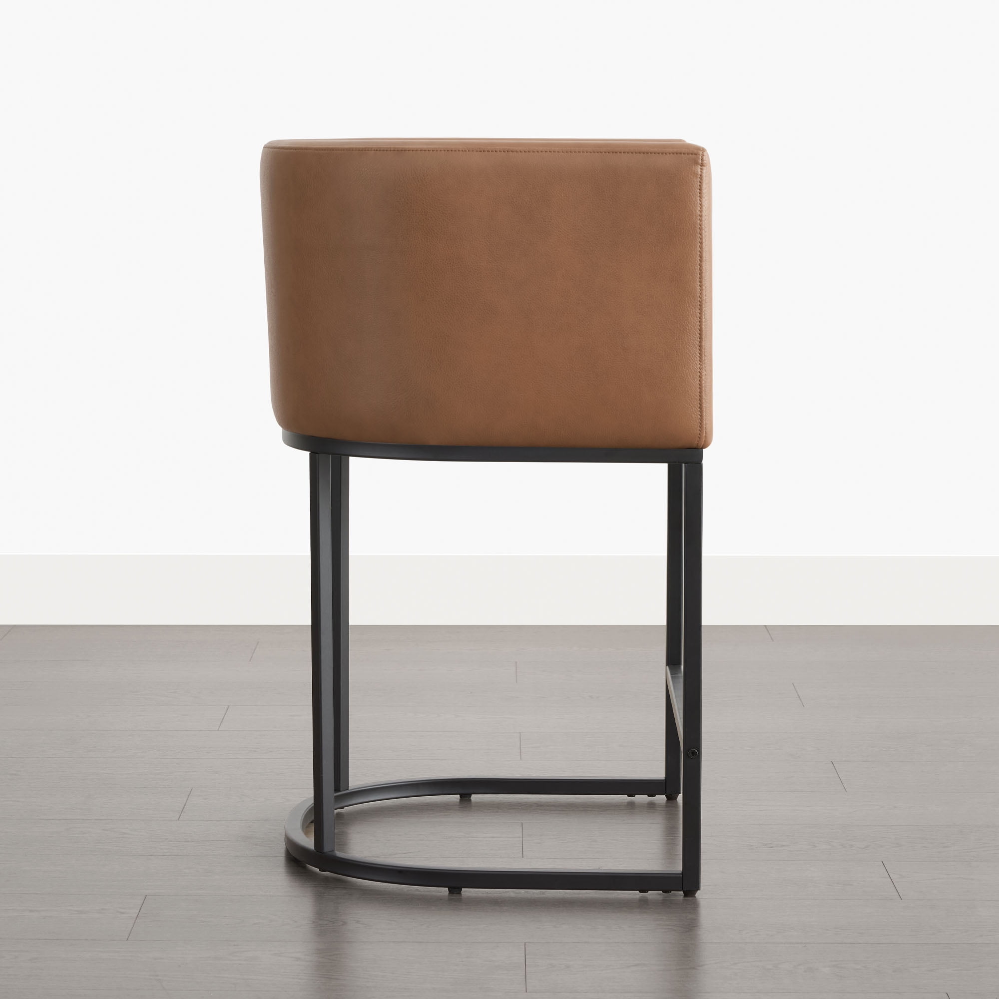 Spruce & Spring Modern Barrel-Back Upholstered Counter Stool with Wide Seat for Kitchen Island or Home Bar Set of 2, Brown