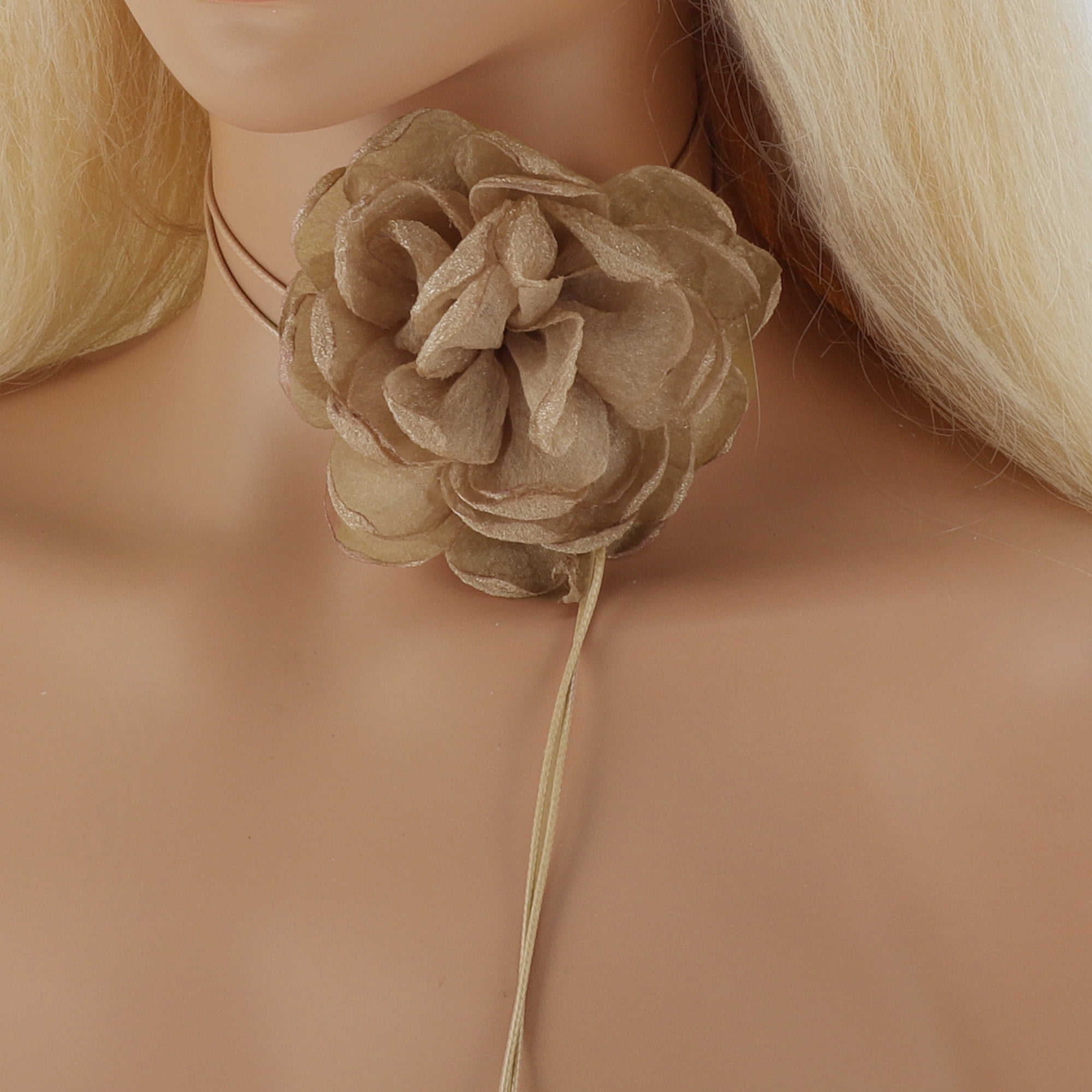 Unique Bargains Rose Choker Necklace 1Pc Brown