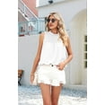 thumbnail image 3 of Womens Ruffle Neck Sleeveless Tank Tops White XL, 3 of 8