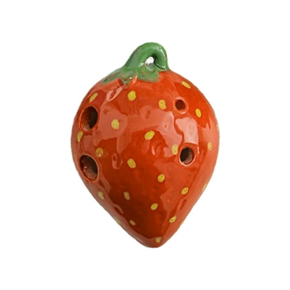6 Hole Strawberry Ocarina - Ceramic Ocarina with Neck Strap for Kids Beginners, Music Gift