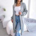 thumbnail image 3 of Ladies Cardigan Long Line Knitted Chunky Balloon Sleeve Open Front Sweater, 3 of 8