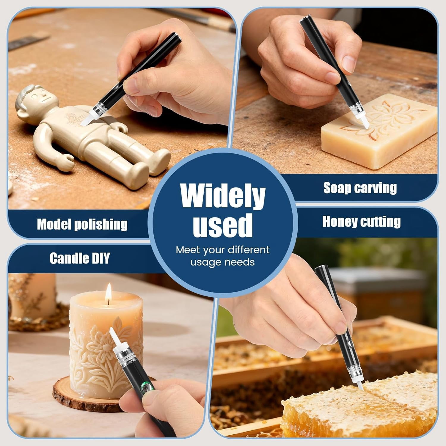Heated Cutting Tool with Ceramic Blade, Portable Cordless Heated Pen for DIY Crafting, Hot Knife for Candle Carving, Soap Shaping and Foam Trimming