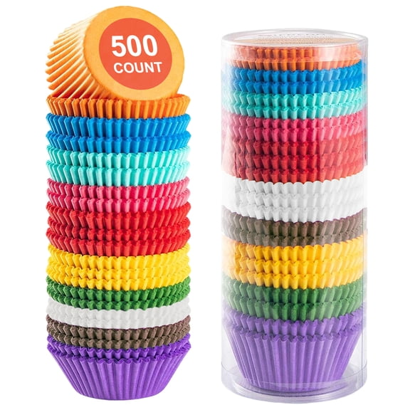 GMZW Vibrant Rainbow Standard Cupcake Liners Food Grade Greaseproof Muffin Baking Cups 500-Count