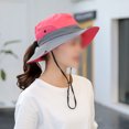 thumbnail image 3 of Sombrero para el sol con cola de caballo para mujer, protección UV, malla plegable, sombrero de pesca para playa de ala ancha, 3 of 5