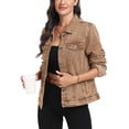 thumbnail image 3 of Chaqueta vaquera MISS MOLY para mujer, con botones, manga larga, marrón L, 3 of 5