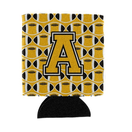 

Carolines Treasures CJ1080-ACC Letter A Football Black Old Gold and White Can or Bottle Hugger Can Hugger multicolor
