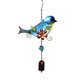 thumbnail image 1 of Campana de viento de pájaro de estilo pastoral colgante de arte del Hierro campana pintada de metal y vidrio decoración artesanal de pared pájaro azul 37*20cm Ticfox, 1 of 9