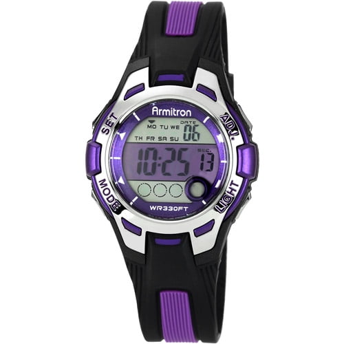 purple digital watch