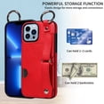 thumbnail image 3 of Allytech Wallet Case for iPhone 11 Pro, [Card Slot] [Ring Buckle] [Adjustable Wristband with Snap Buckles] Premium PU Leather Kickstand Shockproof Case Cover for Women Men - Red, 3 of 10