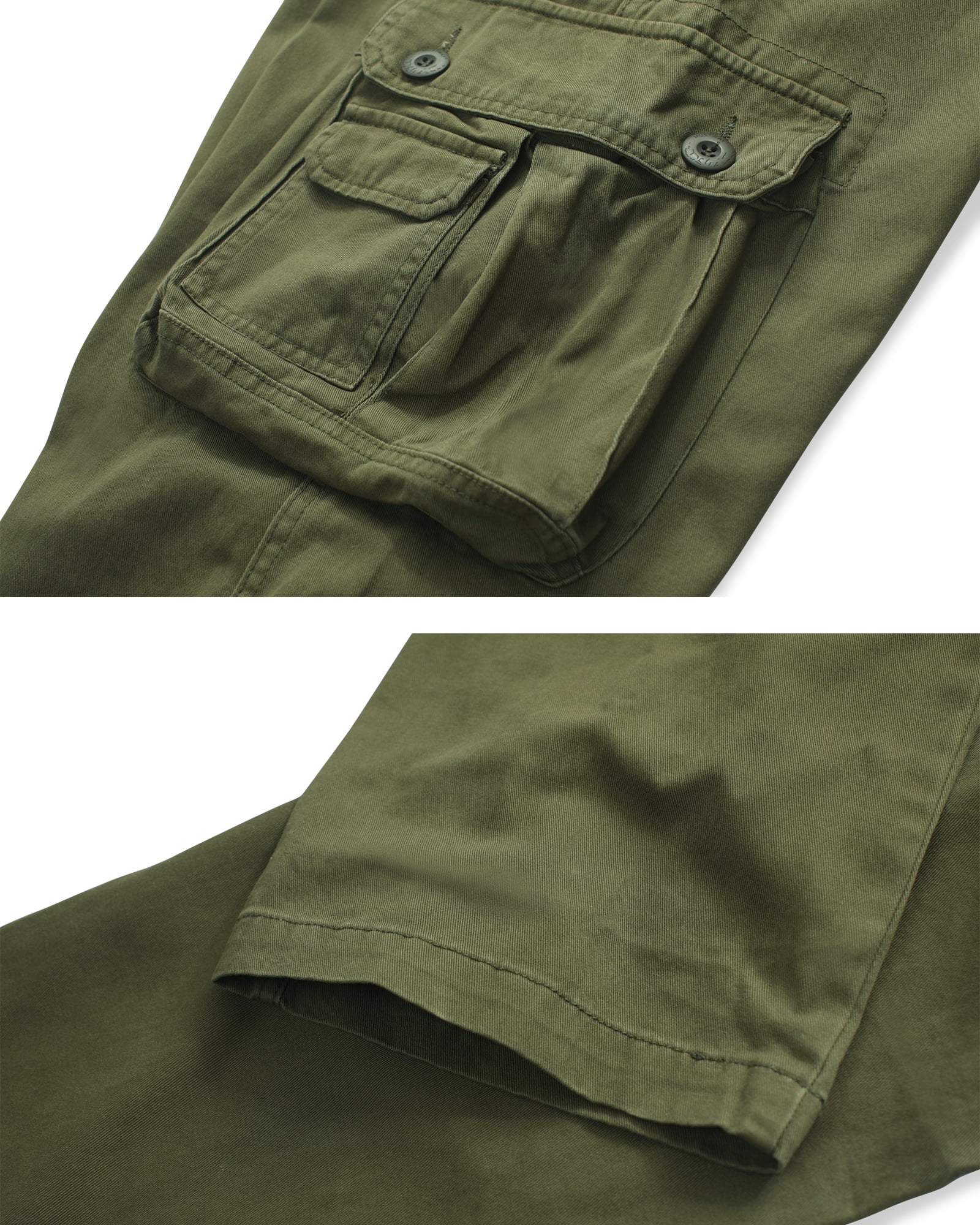 TRGPSG Men's Cargo Pants with Multi Pockets Outdoor Cotton Work Pants(No Belt),Armygreen 29