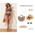 thumbnail image 5 of Eytino Womens Two Piece Swimsuit One Shoulder Bikini Set High Waisted Bathing Suits for Women Color Block Trim Ruffle Hem Swimsuits Swimwear Brown XL, 5 of 8