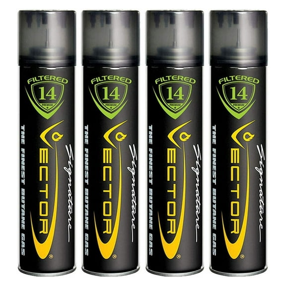 Vector 14x Filtered Premium Refined Fuel Butane Gas Refill (320mL) 4 Cans