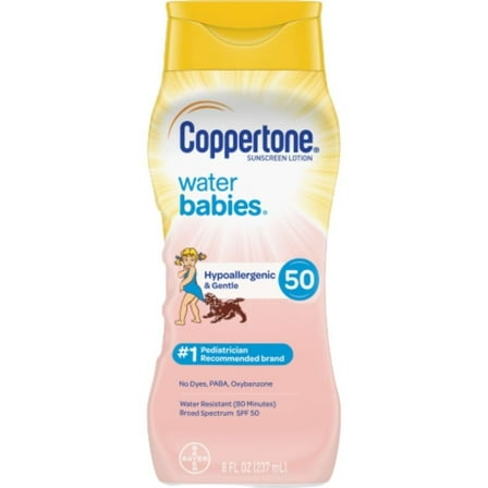 Baby Water, Tear Free, Mineral-Based Sunscreen Lotion, Broad Spectrum Lotion, Pure & Simple Formula, Water Resistant, Sweat Resistant, Dermatologist Tested, Pack of 1, 8 Fluid Ounce Per Pack