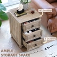 thumbnail image 3 of LELELINKY Grey Oak farmhouse 3 drawer Nightstand Rustic Bedside Table End Tables for Bedroom, Living Room, 3 of 8