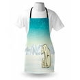 thumbnail image 4 of Polar Bear Apron, Northern Landscape Arctic Polar Bears on Snow Ice Family Animal, Unisex Kitchen Bib with Adjustable Neck for Cooking Gardening, Adult Size, Turquoise White Cream, by Ambesonne, 4 of 4
