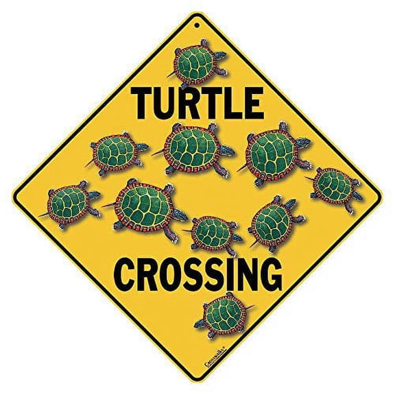 CROSSWALKS Turtle Crossing Sign - 12" X 12" Aluminum Sign (X07)