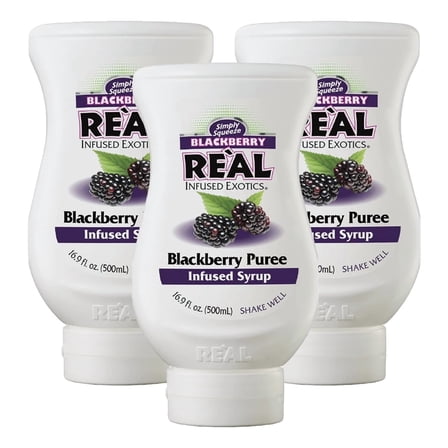 Real Blackberry Puree Infused Syrup | Desserts, Cocktails, Drinks | 16.9 oz. - Pack of 3