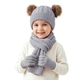 thumbnail image 2 of Sentuca Kids Winter Hat Gloves Scarf Set, Girls Boys Hat Beanie Pom Knitted Scarves Cute Bear Ear Warm Accessory Gray Size 3-12Y, 2 of 6