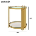 thumbnail image 5 of GZXS Contemporary Round End Table, Clear Tempered Glass Side Table with Gold Metal Frame and Open Shelf, Easy to Assemble, 19.8"Dia x 22.1"H, 5 of 8