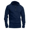 thumbnail image 4 of Yufatyle Men's Hoodie Long Sleeve Hooded Pullover Casual Sweatshirts Quarter Zip Fleece Comfy Tops, Navy M, 4 of 6