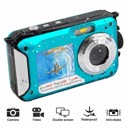 1080P Full HD Waterproof Digital Camera Underwater Camera 24 MP Video Recorder Selfie Dual Screen DV Recording Camera with no SF card