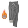 thumbnail image 2 of QATAINLAV Womens Straight Leg Fleece Pants Elastic Waist Drawstring Sherpa Lined Sweatpants Casual Winter Warm Trousers with Pockets, Dark Gray, M, 2 of 10
