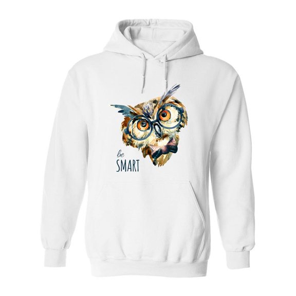 Hipster Owl In Glasses Be Smart Hoodie Men -Image by Shutterstock, Male Large
