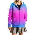 thumbnail image 3 of XPMWRP Womens Zip Up Hoodies Fashion Casual Drawstring Jacket Long Sleeve Oversized Sweatshirts Gradient Color Streetwear Coat Pink L, 3 of 8