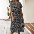thumbnail image 5 of safuny Clearance Midi Blouson Dress for Women Floral Leopard Short Sleeve V Neck Dress Drawstring Leisure Comfy Retro Holiday Beach Trendy Clothing Summer Black L, 5 of 10