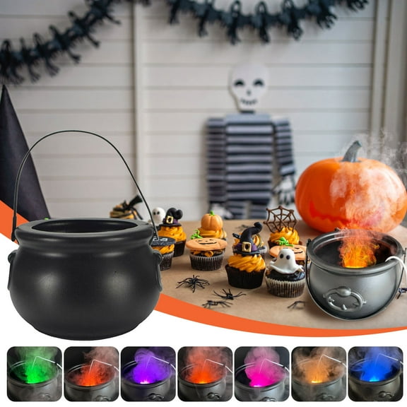 Teissuly Halloween Witch Cauldron Maker - Mr. Halloween Cauldron - Flame LED Cauldron Black Witch Kettle - Maker With Flame LED Lights - Flame LED Maker Spray To Decorat