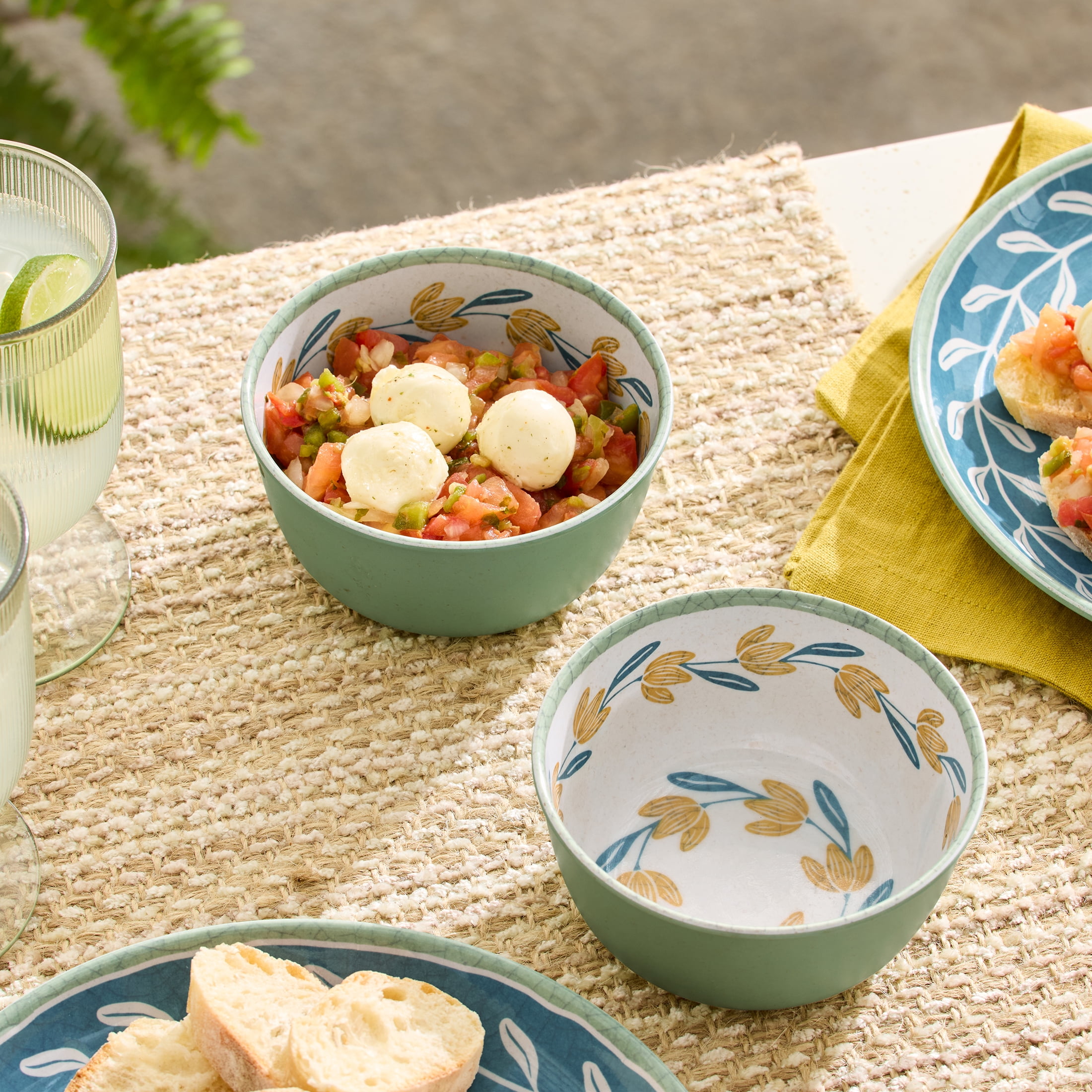 Better Homes & Gardens Bamboo Melamine Flower Dip Bowl 4.65 Inch 2Pc